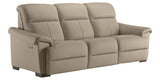 Le Mans Leather Beige with Wenge Wood | Natuzzi Potenza Power Reclining Sofa | Valley Ridge Furniture