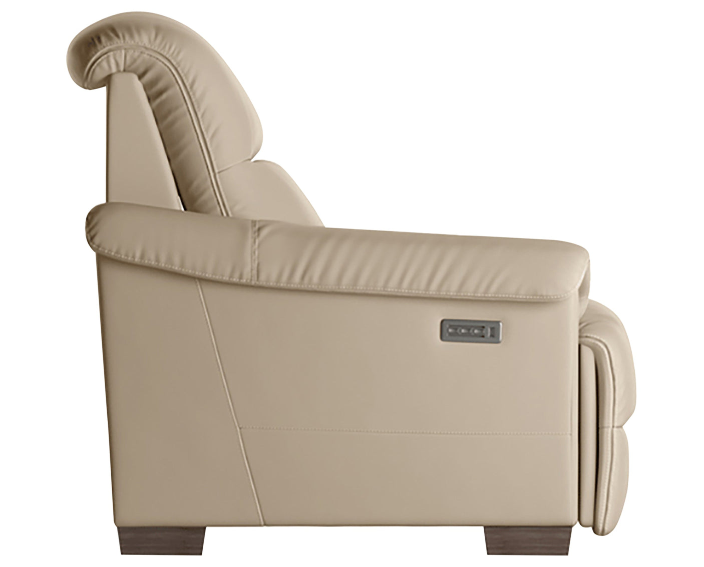 Le Mans Leather Beige with Wenge Wood | Natuzzi Potenza Power Reclining Sofa | Valley Ridge Furniture