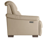 Le Mans Leather Beige with Wenge Wood | Natuzzi Potenza Power Reclining Sofa | Valley Ridge Furniture