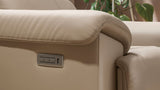 Le Mans Leather Beige with Wenge Wood | Natuzzi Potenza Power Reclining Sofa | Valley Ridge Furniture