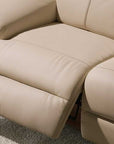 Le Mans Leather Beige with Wenge Wood | Natuzzi Potenza Power Reclining Sofa | Valley Ridge Furniture