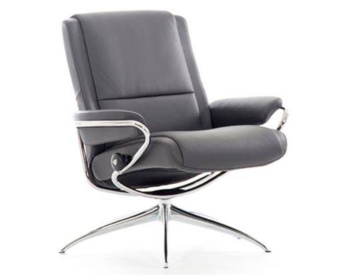 Paloma Leather Rock M & Chrome Base | Stressless Paris Low Back Recliner | Valley Ridge Furniture