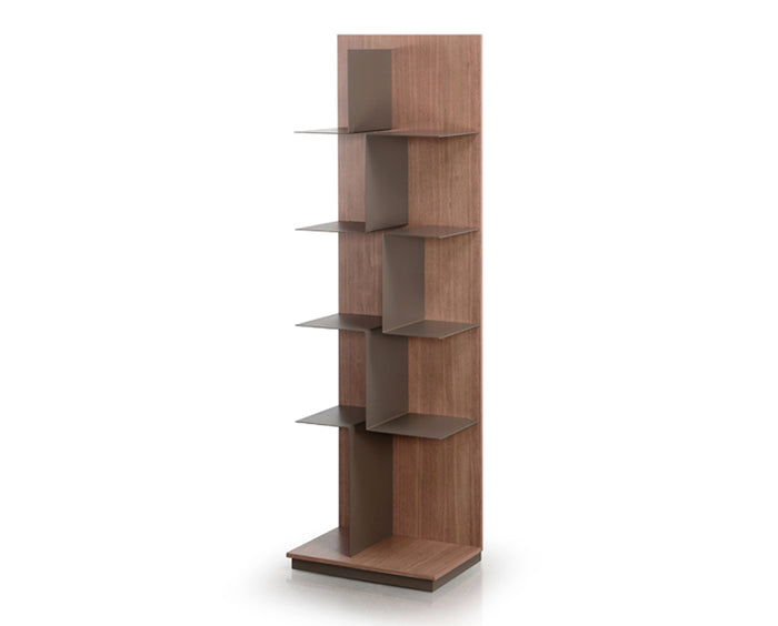 Taupe and Cashmere Walnut | Trica Maze Shelving Unit