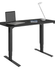 Black Satin-Etched Glass & Black Steel | BDI Stance Small Lift Desk | Valley Ridge Furniture