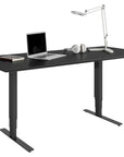 Black Satin-Etched Glass & Black Steel | BDI Stance Large Lift Desk | Valley Ridge Furniture
