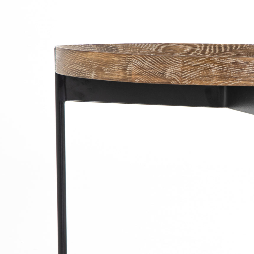Bright Brass & Light Burnt Oak with Powder Black Iron | Nathaniel End Table | Valley Ridge Furniture
