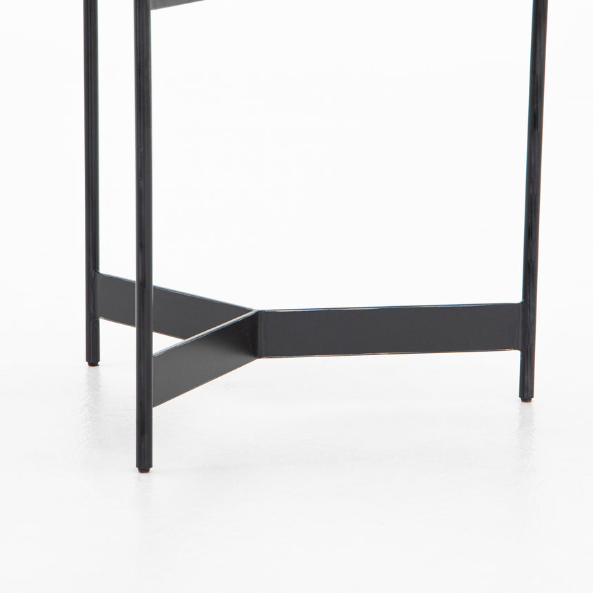 Bright Brass & Light Burnt Oak with Powder Black Iron | Nathaniel End Table | Valley Ridge Furniture