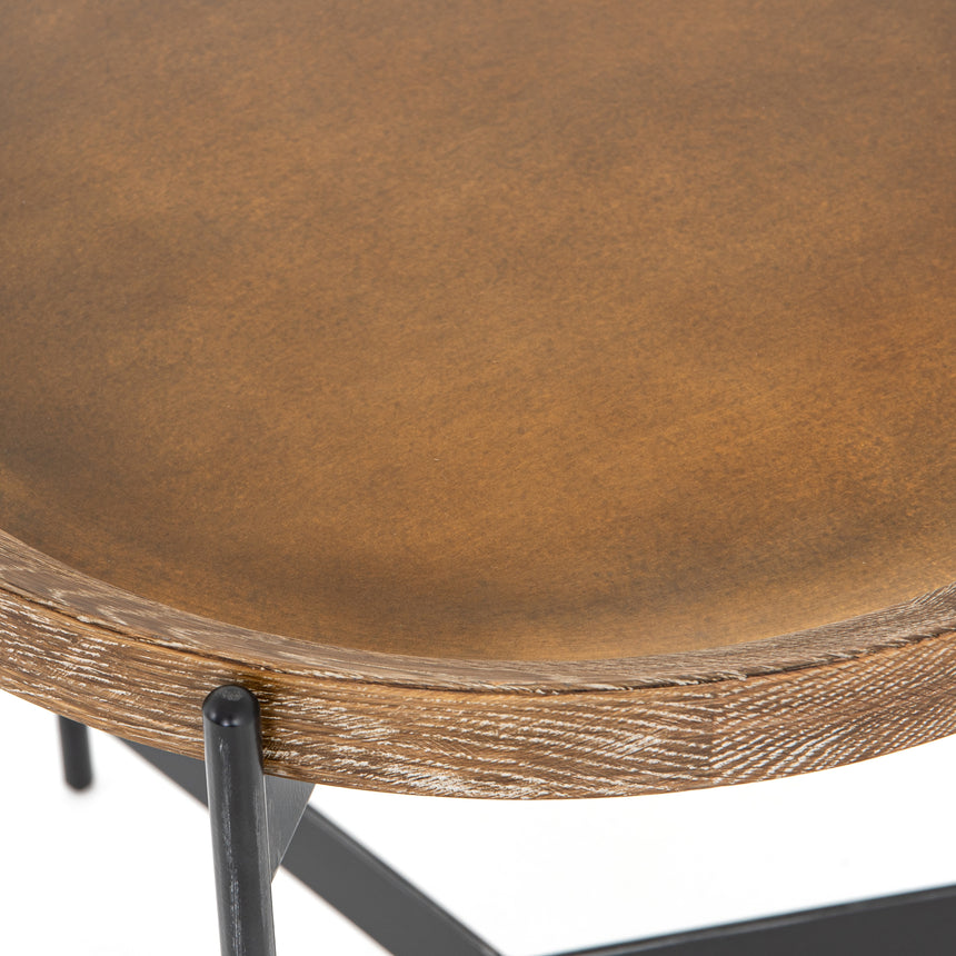 Bright Brass & Light Burnt Oak with Powder Black Iron | Nathaniel End Table | Valley Ridge Furniture