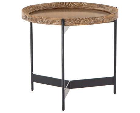 Bright Brass & Light Burnt Oak with Powder Black Iron | Nathaniel End Table | Valley Ridge Furniture
