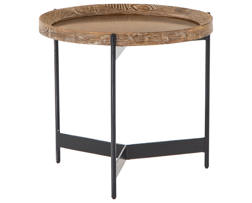 Bright Brass & Light Burnt Oak with Powder Black Iron | Nathaniel End Table | Valley Ridge Furniture