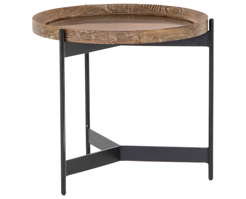 Bright Brass & Light Burnt Oak with Powder Black Iron | Nathaniel End Table | Valley Ridge Furniture