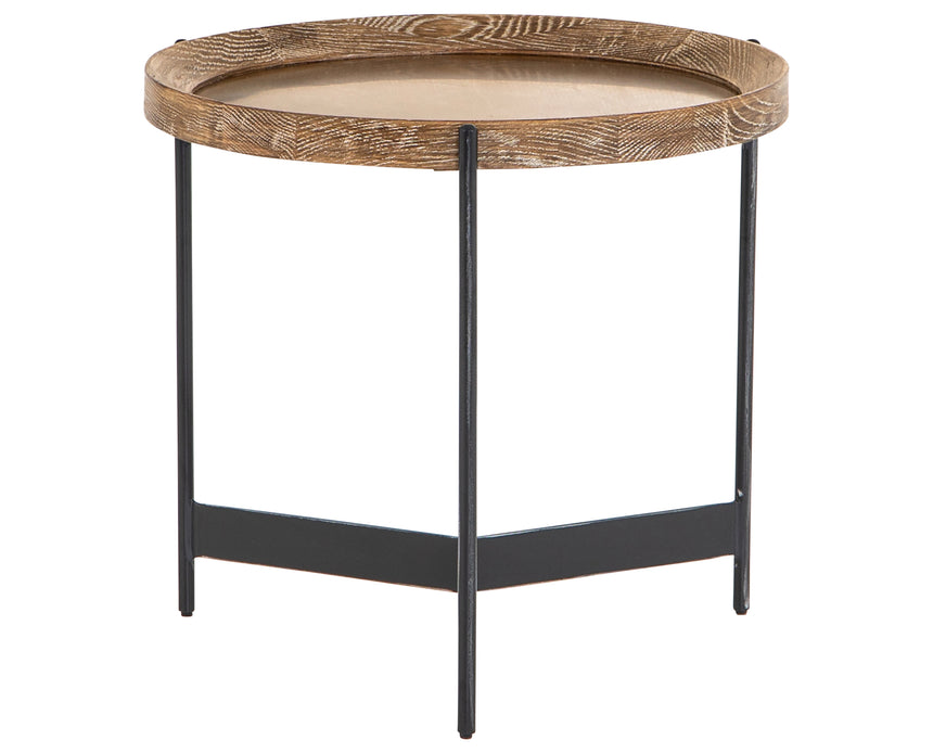 Bright Brass & Light Burnt Oak with Powder Black Iron | Nathaniel End Table | Valley Ridge Furniture