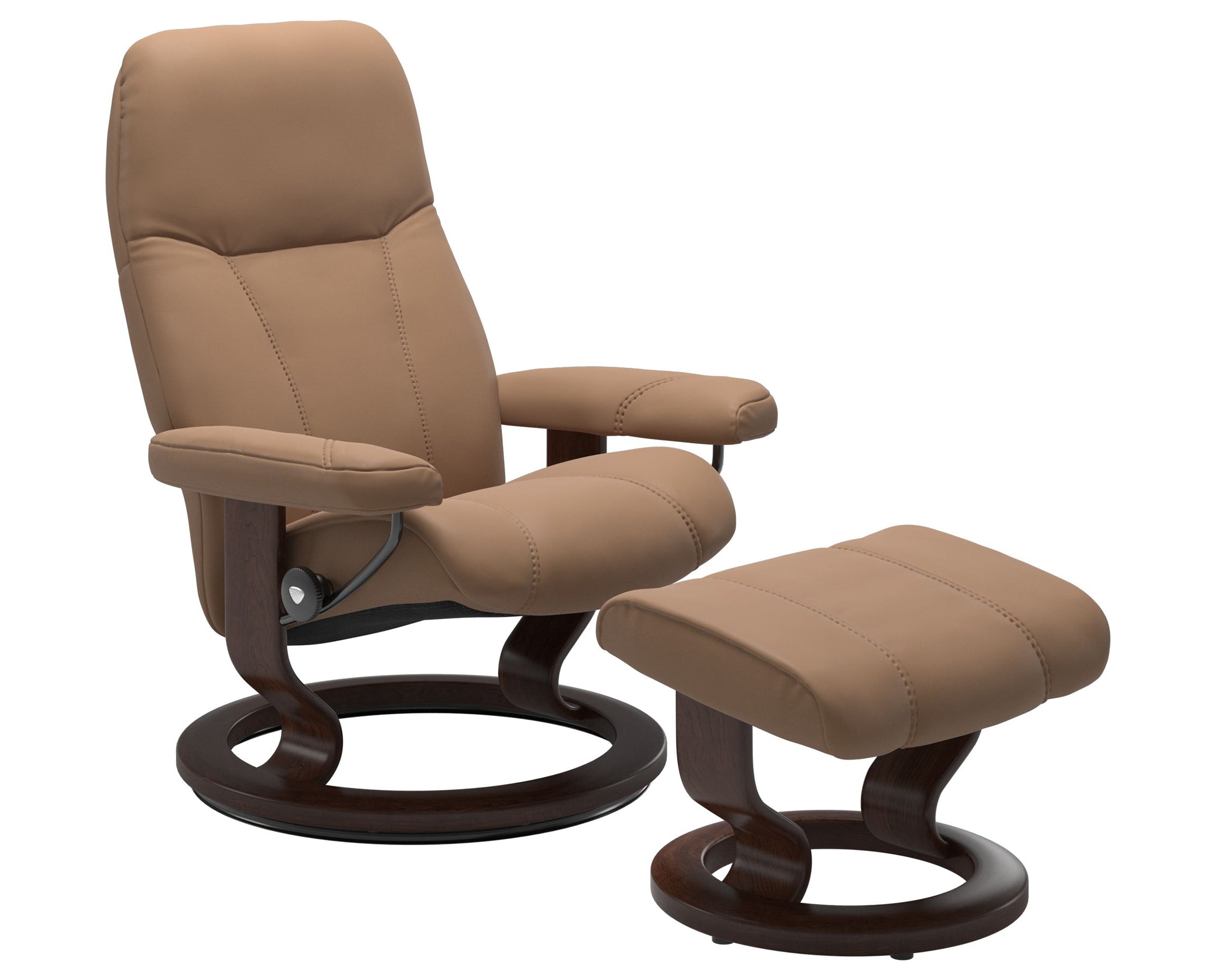 Batick Leather Latte S/M/L and Brown Base | Stressless Consul Classic Recliner | Valley Ridge Furniture