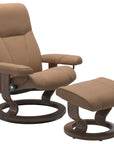 Batick Leather Latte S/M/L and Walnut Base | Stressless Consul Classic Recliner | Valley Ridge Furniture