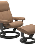 Batick Leather Latte S/M/L and Grey Base | Stressless Consul Classic Recliner | Valley Ridge Furniture