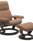 Batick Leather Latte S/M/L and Wenge Base | Stressless Consul Classic Recliner | Valley Ridge Furniture