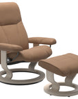 Batick Leather Latte S/M/L and Whitewash Base | Stressless Consul Classic Recliner | Valley Ridge Furniture
