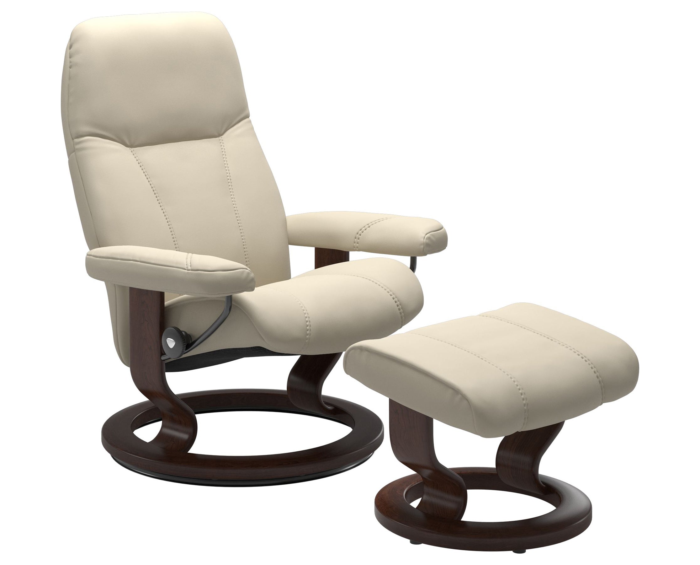 Batick Leather Cream S/M/L and Brown Base | Stressless Consul Classic Recliner | Valley Ridge Furniture
