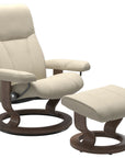 Batick Leather Cream S/M/L and Walnut Base | Stressless Consul Classic Recliner | Valley Ridge Furniture