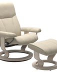 Batick Leather Cream S/M/L and Whitewash Base | Stressless Consul Classic Recliner | Valley Ridge Furniture