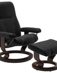 Batick Leather Black S/M/L and Brown Base | Stressless Consul Classic Recliner | Valley Ridge Furniture