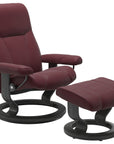 Batick Leather Bordeaux S/M/L and Grey Base | Stressless Consul Classic Recliner | Valley Ridge Furniture