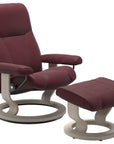 Batick Leather Bordeaux S/M/L and Whitewash Base | Stressless Consul Classic Recliner | Valley Ridge Furniture
