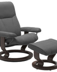 Batick Leather Grey S/M/L and Wenge Base | Stressless Consul Classic Recliner | Valley Ridge Furniture