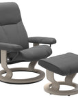Batick Leather Grey S/M/L and Whitewash Base | Stressless Consul Classic Recliner | Valley Ridge Furniture