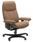 Batick Leather Latte M and Black Base | Stressless Consul Home Office Chair | Valley Ridge Furniture