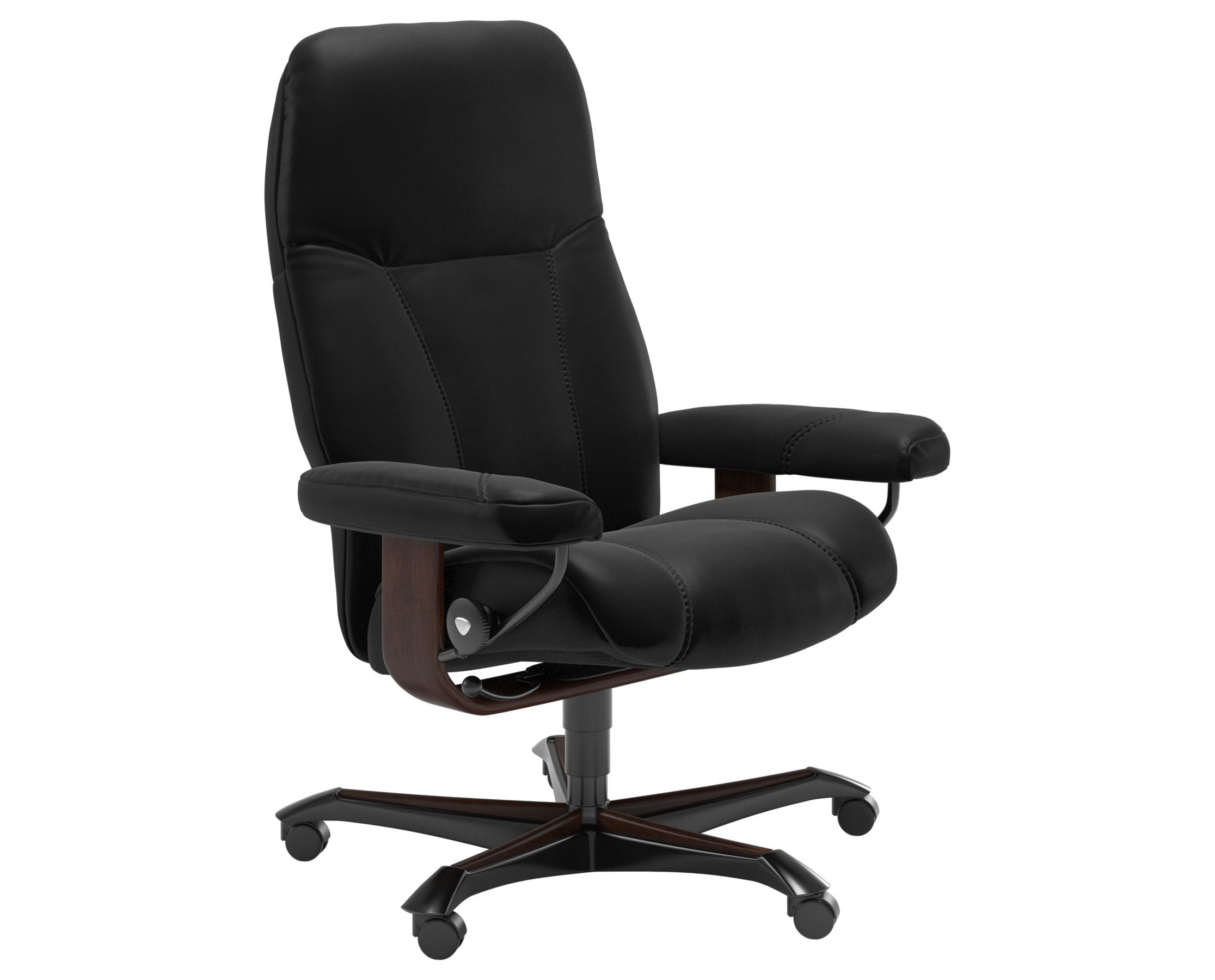 Batick Leather Black M and Brown Base | Stressless Consul Home Office Chair | Valley Ridge Furniture