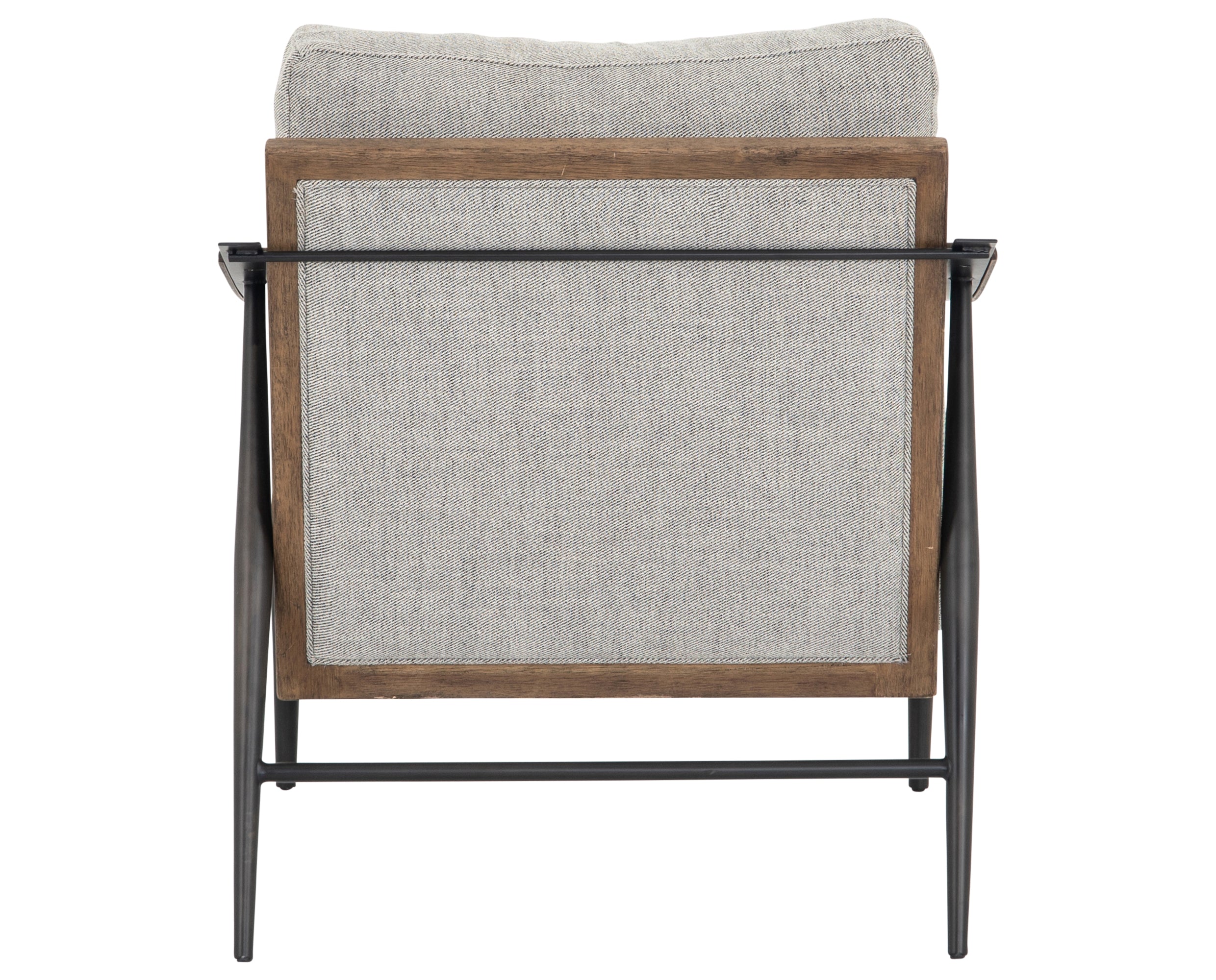 Gabardine Grey Fabric &amp; Distressed Natural Parawood with Gunmetal Iron | Kennedy Chair | Valley Ridge Furniture