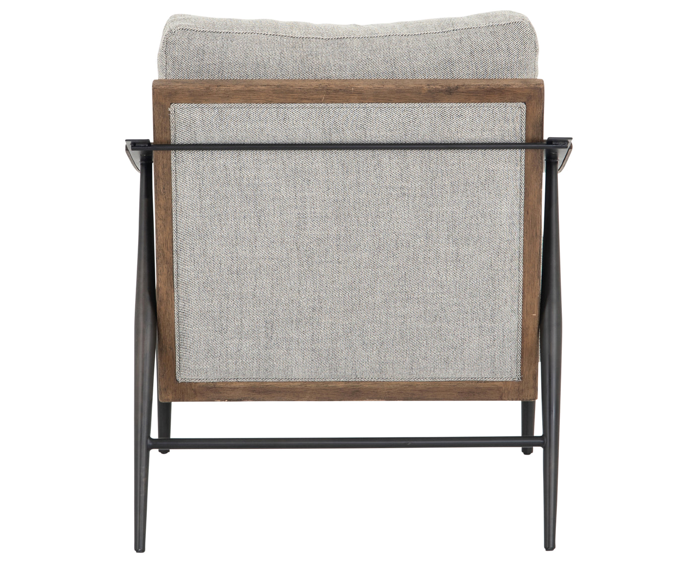 Gabardine Grey Fabric & Distressed Natural Parawood with Gunmetal Iron | Kennedy Chair | Valley Ridge Furniture