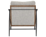 Gabardine Grey Fabric & Distressed Natural Parawood with Gunmetal Iron | Kennedy Chair | Valley Ridge Furniture