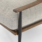 Gabardine Grey Fabric & Distressed Natural Parawood with Gunmetal Iron | Kennedy Chair | Valley Ridge Furniture