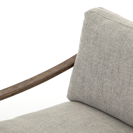 Gabardine Grey Fabric & Distressed Natural Parawood with Gunmetal Iron | Kennedy Chair | Valley Ridge Furniture