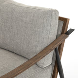 Gabardine Grey Fabric & Distressed Natural Parawood with Gunmetal Iron | Kennedy Chair | Valley Ridge Furniture