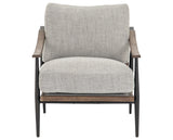 Gabardine Grey Fabric & Distressed Natural Parawood with Gunmetal Iron | Kennedy Chair | Valley Ridge Furniture