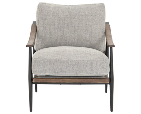 Gabardine Grey Fabric & Distressed Natural Parawood with Gunmetal Iron | Kennedy Chair | Valley Ridge Furniture