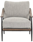 Gabardine Grey Fabric & Distressed Natural Parawood with Gunmetal Iron | Kennedy Chair | Valley Ridge Furniture