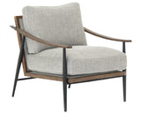 Gabardine Grey Fabric & Distressed Natural Parawood with Gunmetal Iron | Kennedy Chair | Valley Ridge Furniture
