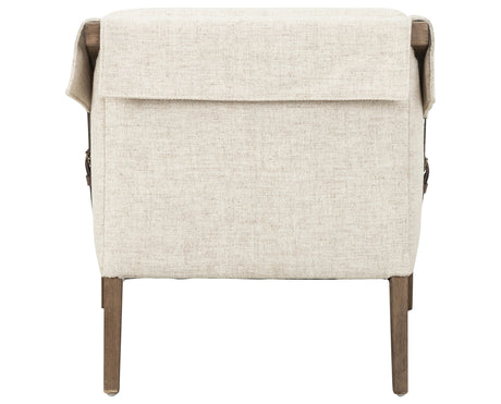 Thames Cream Fabric & Sonoma Coco Leather with Distressed Natural Parawood | Bauer Chair | Valley Ridge Furniture