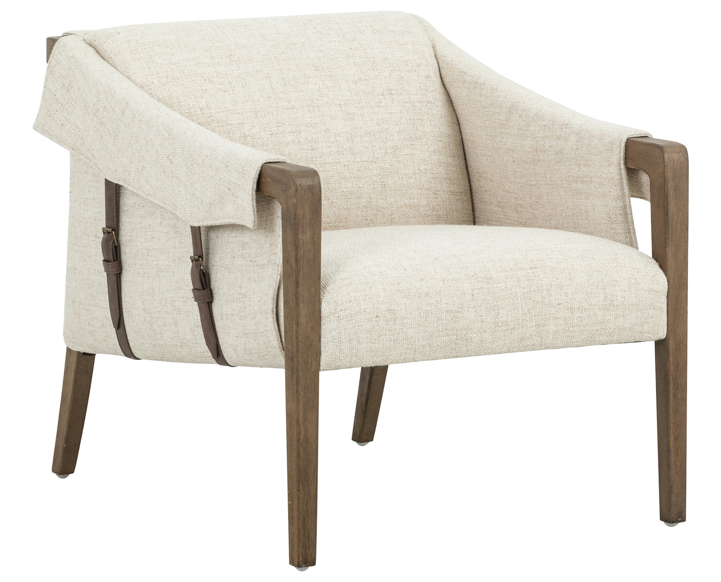Thames Cream Fabric & Sonoma Coco Leather with Distressed Natural Parawood | Bauer Chair | Valley Ridge Furniture