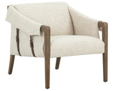 Thames Cream Fabric & Sonoma Coco Leather with Distressed Natural Parawood | Bauer Chair | Valley Ridge Furniture