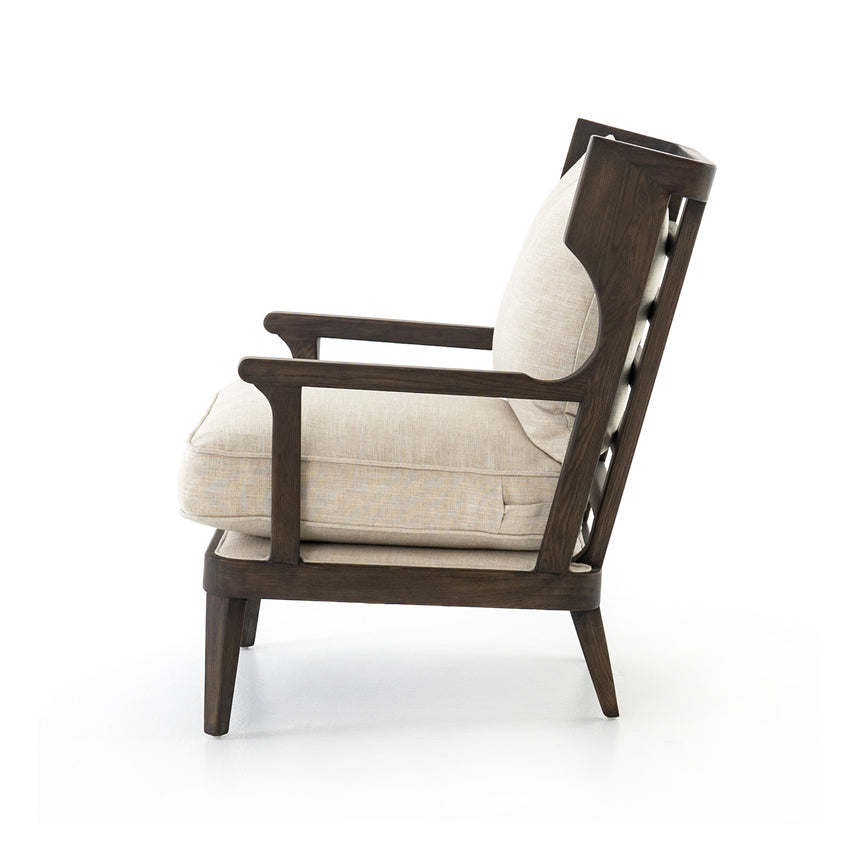 Cambric Ivory Fabric & Burnt Umber Parawood | Lennon Chair | Valley Ridge Furniture
