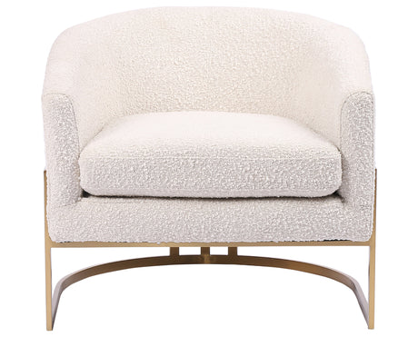 Knoll Natural Fabric with Satin Brass Stainless Steel | Corbin Chair | Valley Ridge Furniture