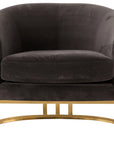Bella Smoke Fabric with Satin Brass Stainless Steel | Corbin Chair | Valley Ridge Furniture