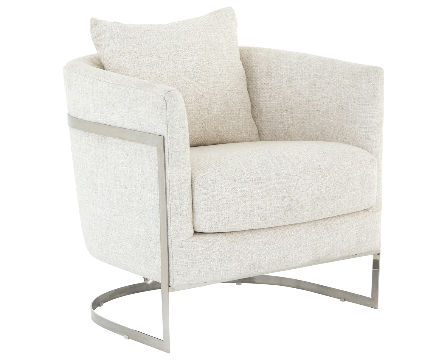 Dover Crescent Fabric with Polished Silver Stainless Steel | Brighton Chair | Valley Ridge Furniture