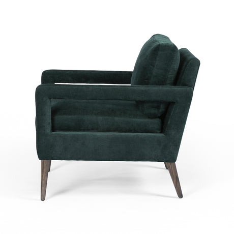 Emerald Worn Velvet Fabric with Sienna Brown Oak | Olson Chair | Valley Ridge Furniture