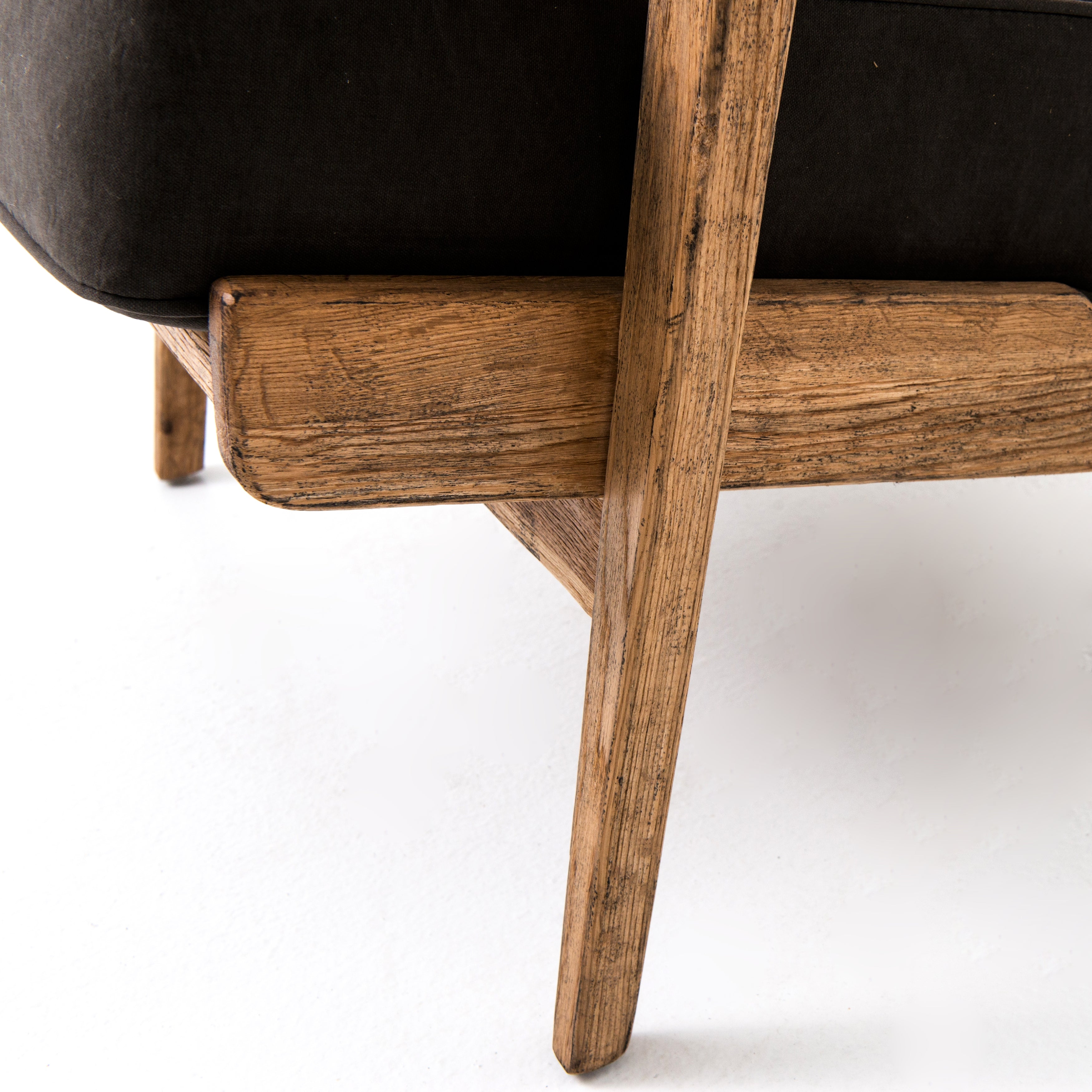 Stonewash Dark Green Fabric with Distressed Washed Old Oak | Brooks Lounge Chair | Valley Ridge Furniture